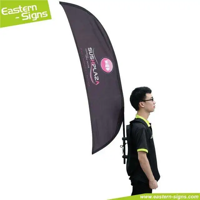 Custom Printing Outdoor Promotional Marketing Street Advertising Running Teardrop Feather Backpack Flag And Banner