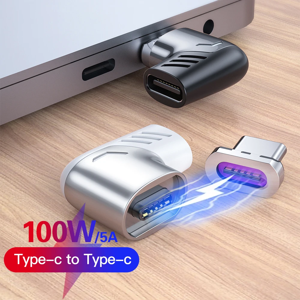Магнитный адаптер 100 Вт USB C штекер Type C на Type-C Магнитный конвертер для Xiaomi Mi 9 Redmi Note 10 Быстрая зарядка Кабельный разъем