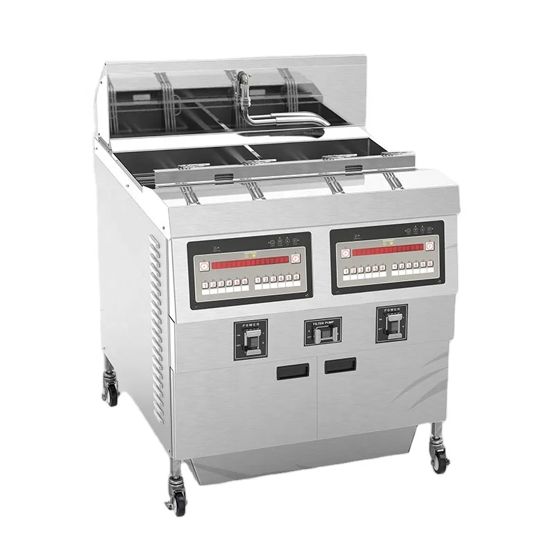 Electric Restaurant Kitchen Equipment open Fryer Computer Control Panel Serving Big Portions deep fryer with oil filter function