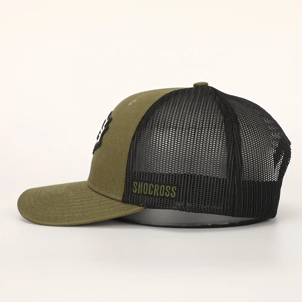 Oem Wholesale Custom High Quality Design Your Own Logo Cotton Mesh Hat Sports Gorras 6 Panel Rubber Patch Embroidery Trucker Cap