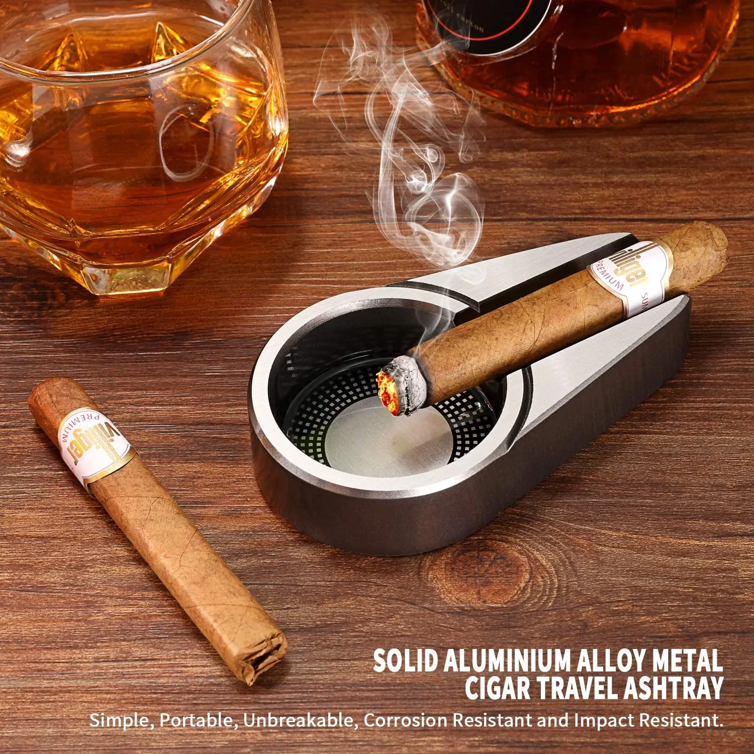 Custom Cigar Ash Tray Stainless Steel Aluminum Metal Ashtray Cigar