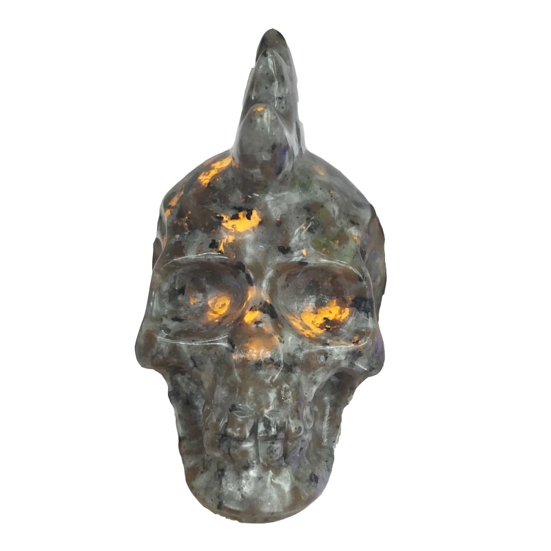 
Wholesale natural stone gem Hand Carved crystal skulls flame stone quartz skulls Head Skulls For Decoration 