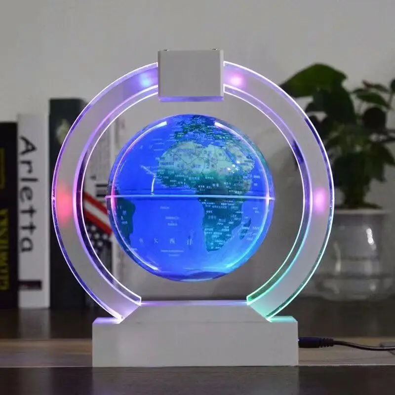 6 Inch Colorful LED Magnetic Levitation Floating Globe Auto-Rotate Anti Gravity Levitating World Map Globe