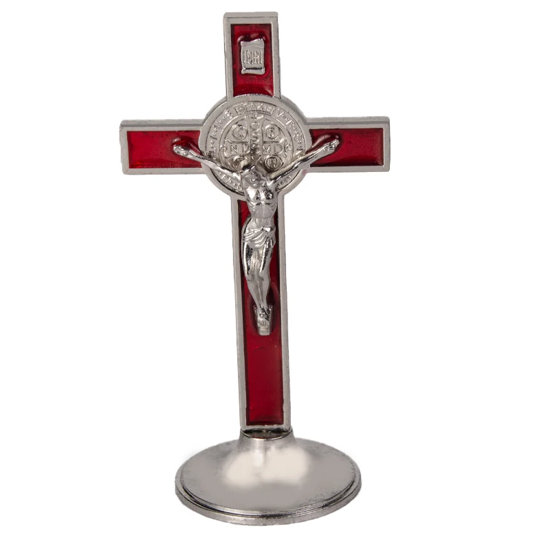 High quality 2 inch st. Benedict crucifix Catholic necklace red stand