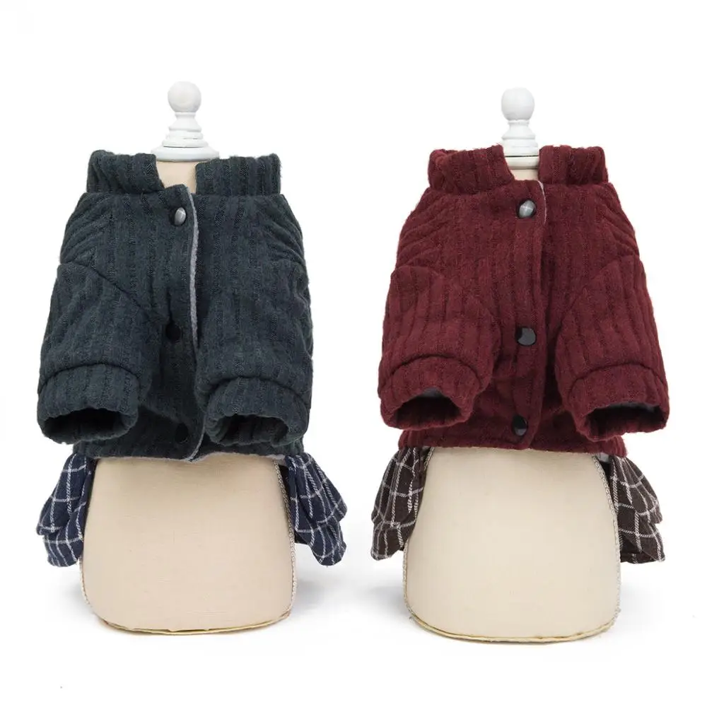 Cute Bear And Flower Pattern Dog Winter Dress Warm Clothes For Small Dogs