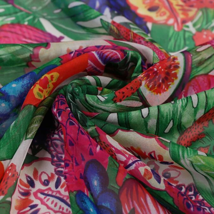 Chinese Silk Fabric Digital Printed Crinkle Chiffon Silk Fabric by the Yard
