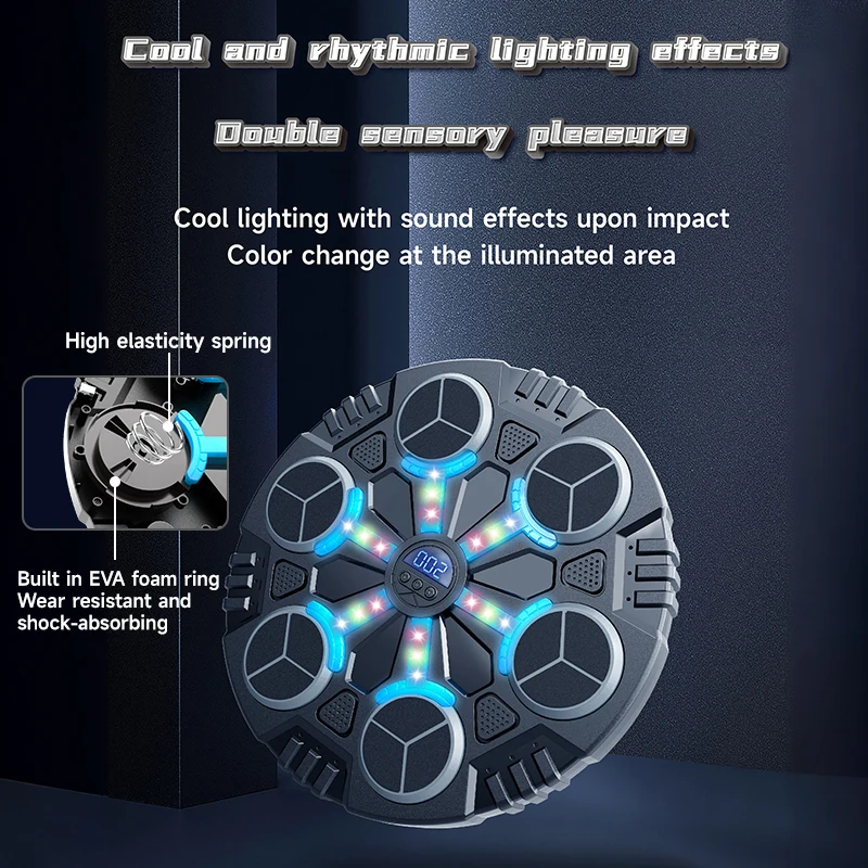Unisex Pink One Punch Reaction Target Machine Musical Electronic PU LED Smart Music Boxing Training Gloves Kids Educational Toy
