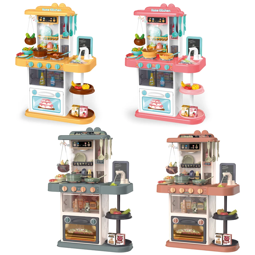 72cm Customization Kitchen Toy Set Toddler Pretend Cooking Pretend Role Play Set Kids Kitchen Toys with Sounds Spray and Light