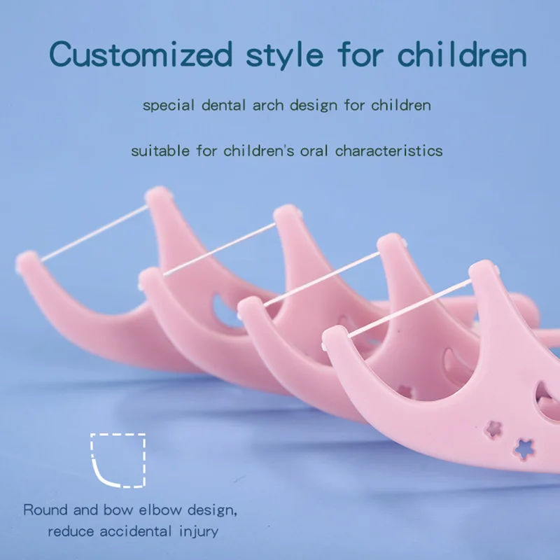 Factory Price kids dental floss pick teeth cleaner fun cartoon colorful refillable children dental flosser