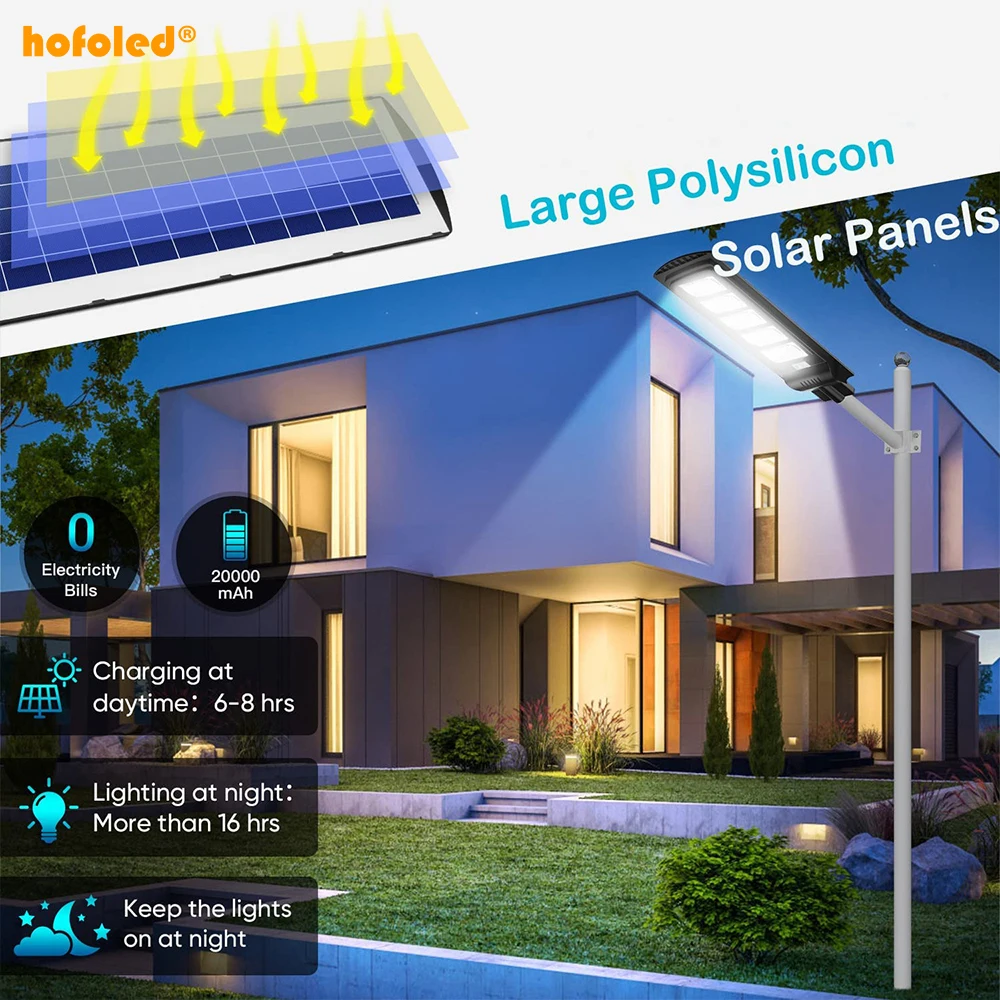 Outdoor Waterproof Pole Light Motion Sensor Remote Control Dusk to Dawn High Bright Solar Powered Luces LED Flood Lamp