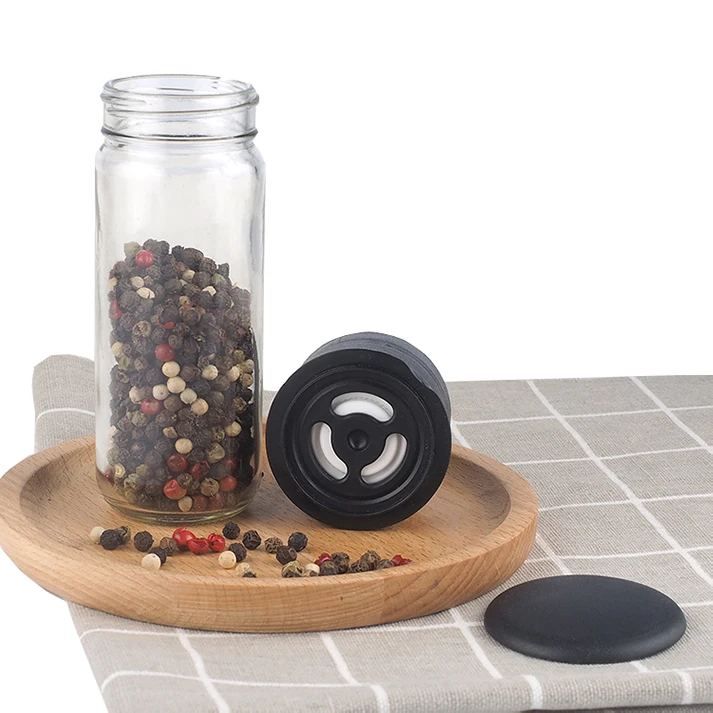 Factory direct selling Black spice bottle grinder custom manual glass salt and pepper mill