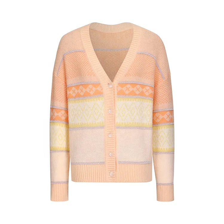Производитель трикотажных изделий, выполненный на заказ, яркий цвет, Женский свитер-кардиган с v-образным вырезом и длинными рукавами