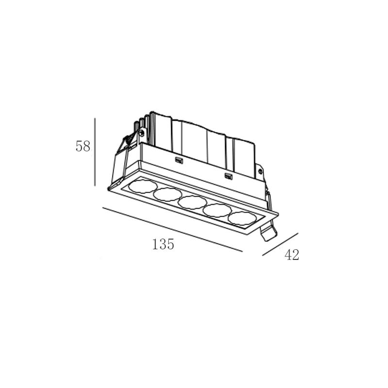 Коммерческое освещение Project 5 головок 10 Вт утопленный антибликовый лазерный светильник с лезвием светодиодный потолочный для конференц-залов в отеле