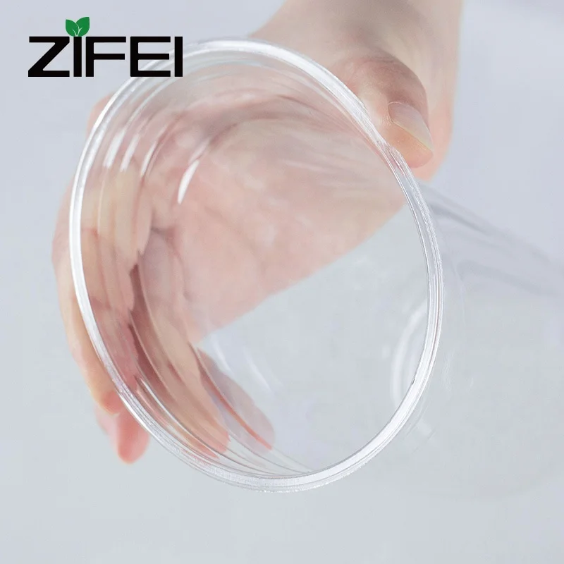 
U shape 16oz 500ml plastic milkshake cup disposable pet plastic cup with Dome lid 