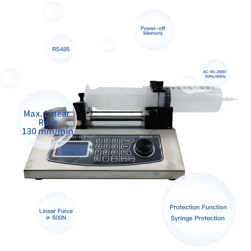 LSP01-1LY Large-flow injection pump, syringe up to 500ml, multiple operating modes, storage and operating parameters