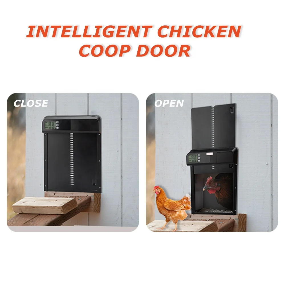 Lydite Automatic Chicken Coop Door Opener Solar Powered Auto Chicken Coop Door With Intelligent Obstacle Sensors