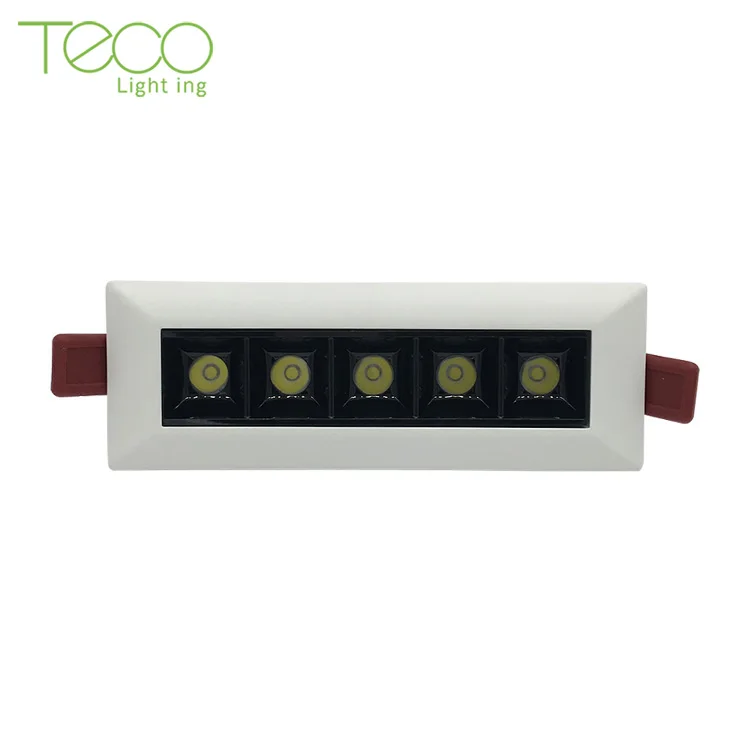 Rectangular square shape aluminum 3w 5w 10w 12w 24w 48w recessed single head led grille light