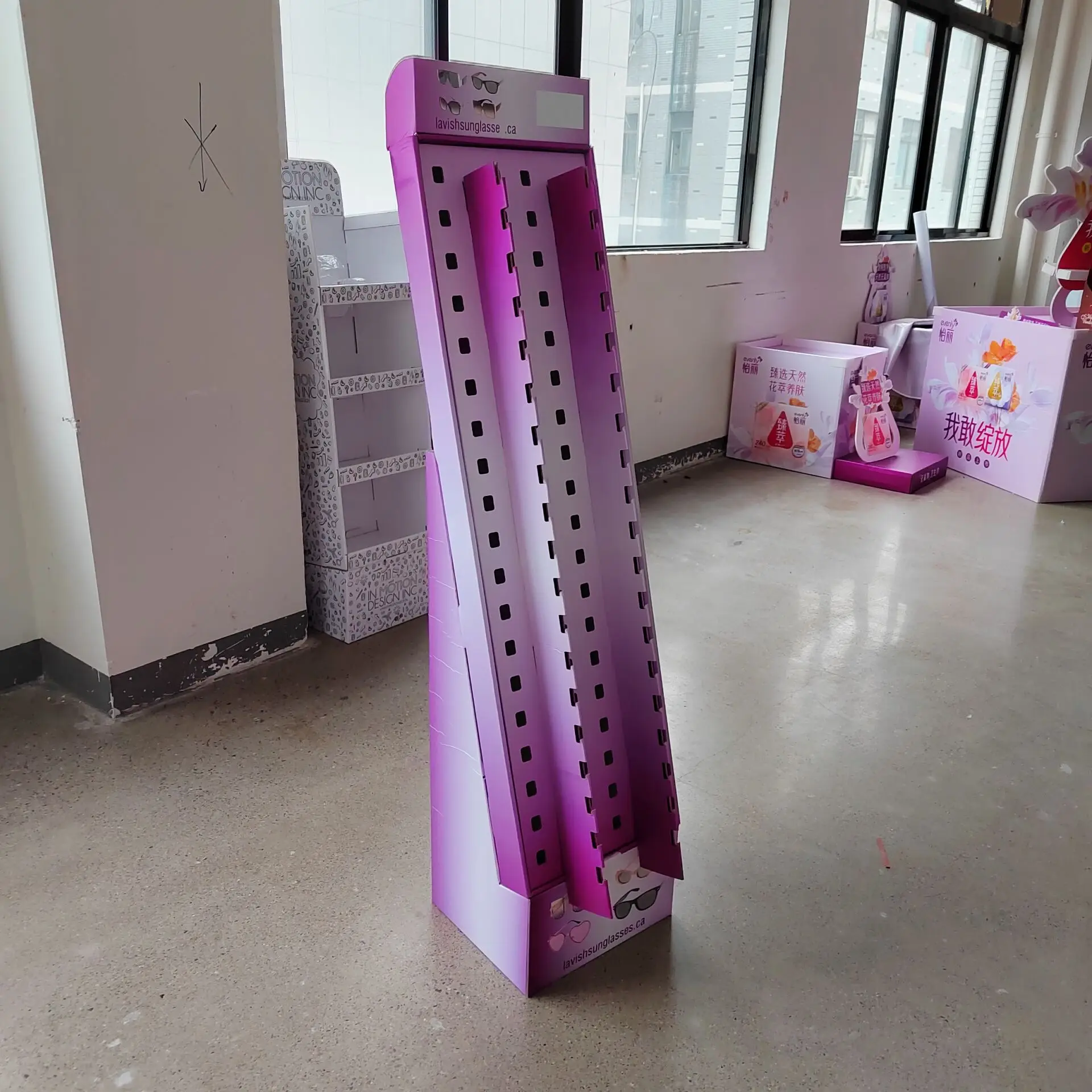 Retail Optical Shop Floor Rotating Paper Sunglasses Rack Display Shelf Stand Glasses Cardboard Display