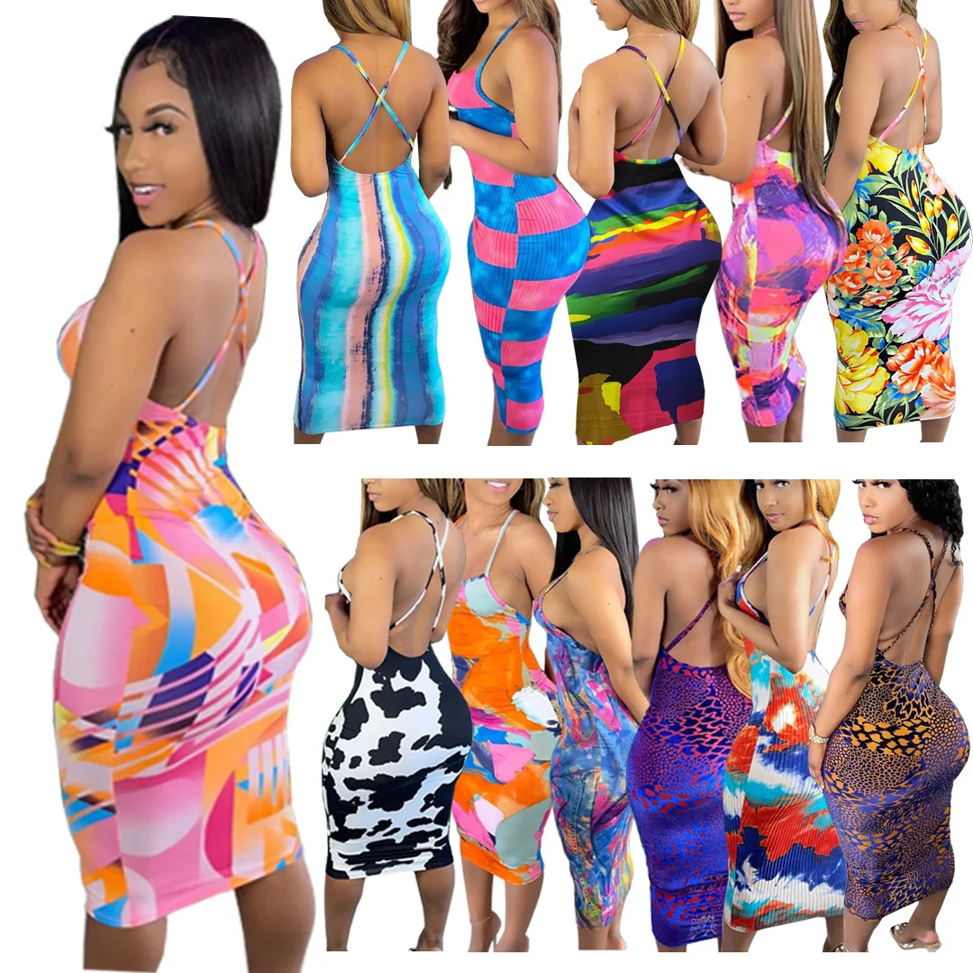 Summer Fashionable Graphic Tie Dye Graffiti Maxi Dress Women Loose Fit Casual Dress