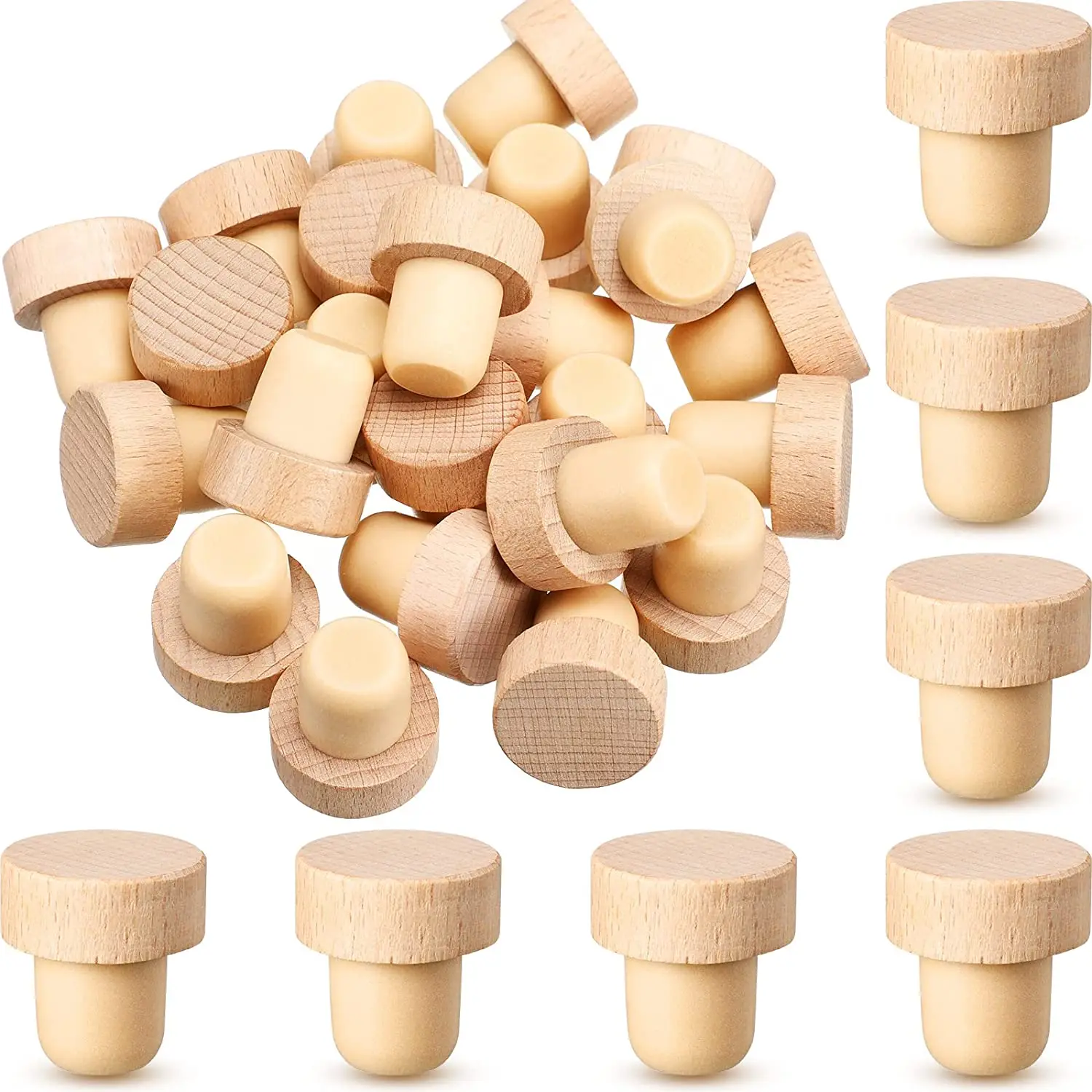 Reusable wooden rubber sealing T Shaped plugs Wine beer Cork Bottle Stopper