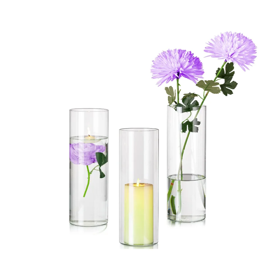 wholesale custom mini empty display tall transparent cylinder shape valentines floorstanding glass test tube garden flower vase