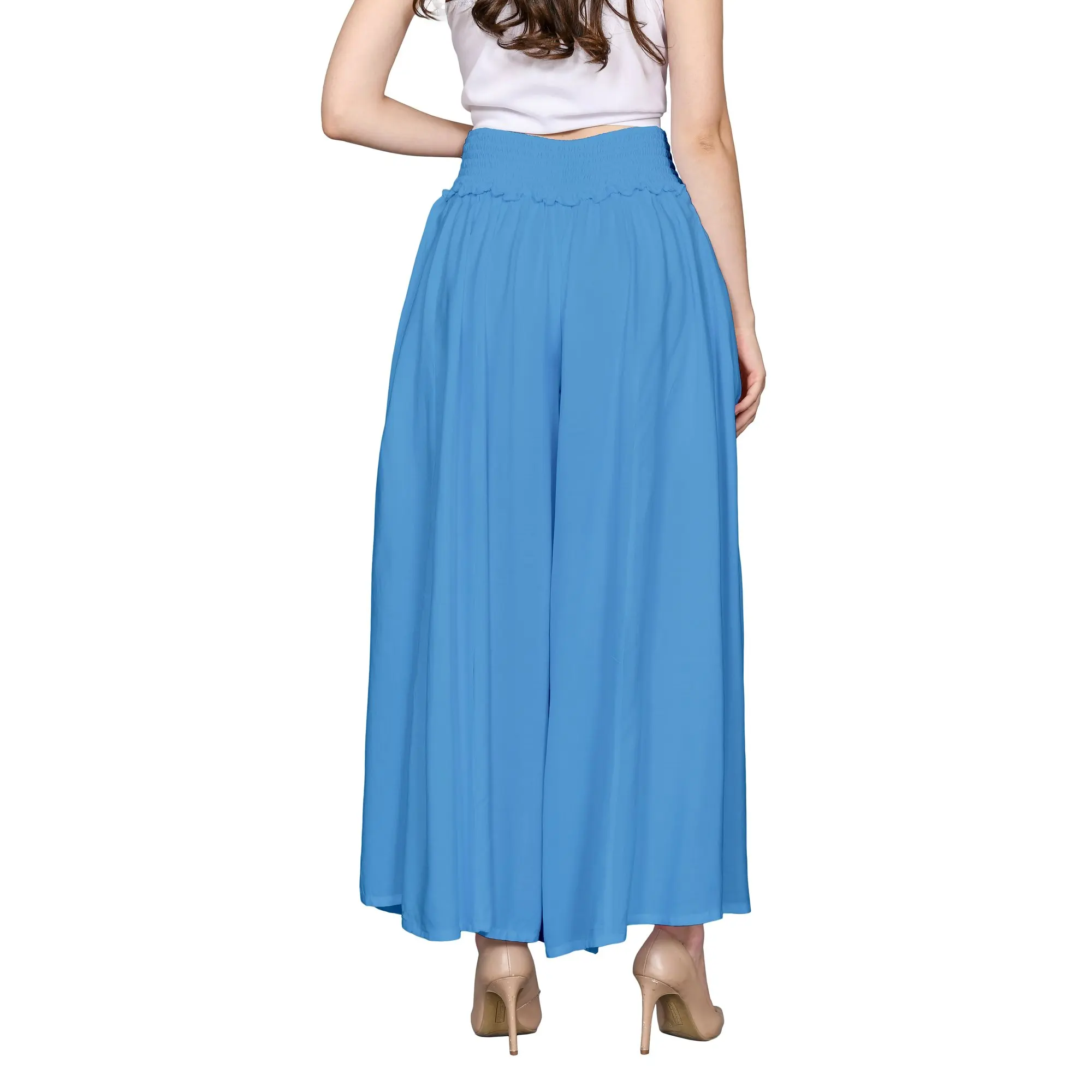 Women Casual Pant Summer Wear Bali Beach Clothing 100% Rayon Custom Bali Manufacturer Custom Color Sky Blue Pants Wholesale 2023