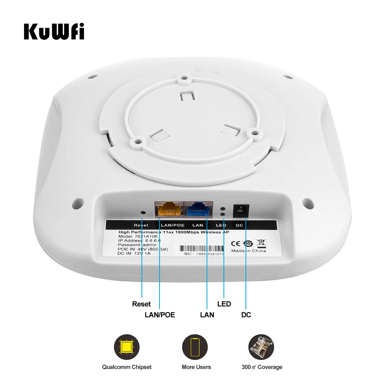 OEM WiFi 6 Router Dual Band 1800Mbps Wireless Ceiling AP 2.4G 5.8G WIFI Router Access Point