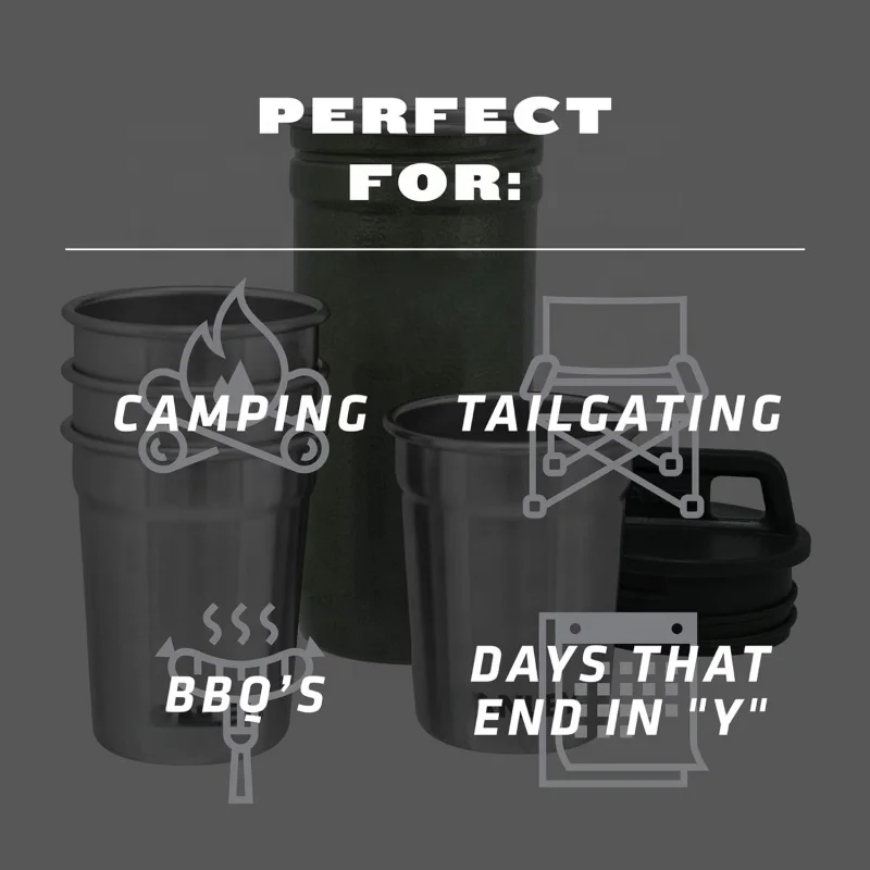 PURPLESEVEN 2oz Adventure Nesting Shot Glass Set 4 Stainless Steel Stackable Shot Glasses with Rugged Metal Travel Carry Case