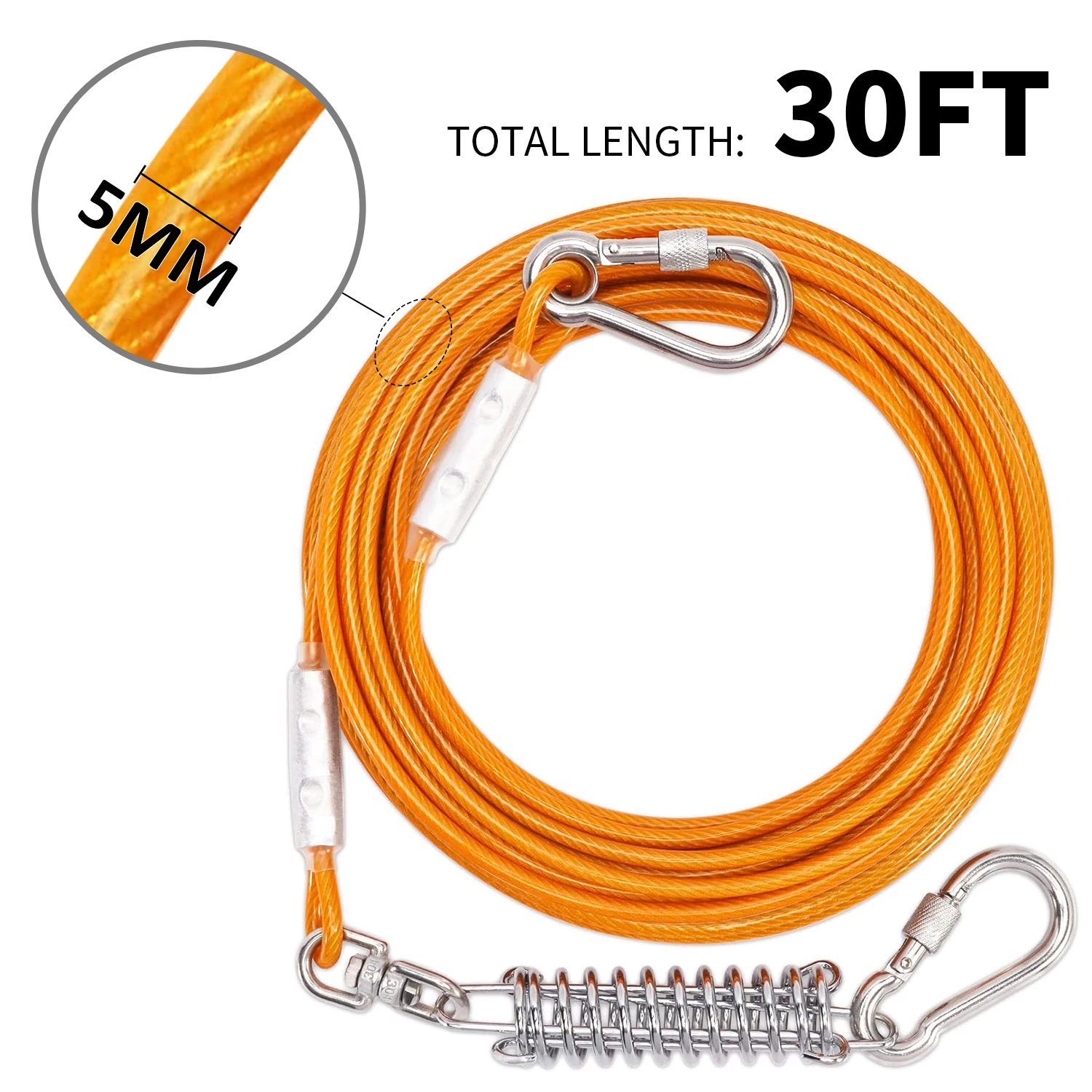 Steel wire dog leather belt, with stainless steel double fixed buckle, light and durable, outdoor, courtyard, camping