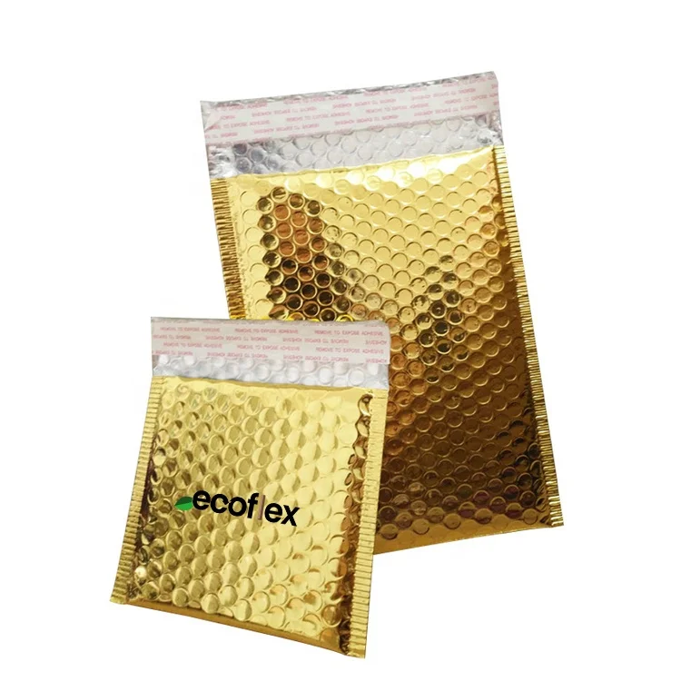 Customized Gold Metallic Shipping Packaging Bubble Mailer Mailing Bags With Logo