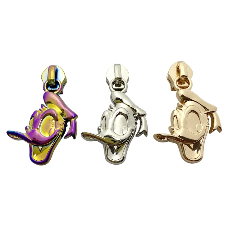 Wholesale customized brand logo metal zipper puller slider for handbag/jacket