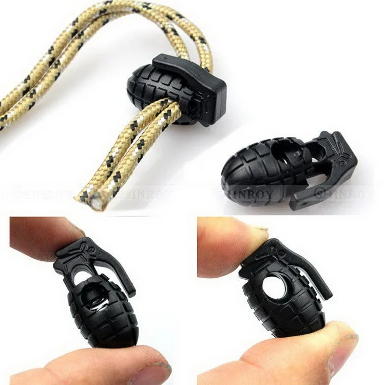 Wholesale Backpack Garment Accessories Plastic Grenade Shape Paracord Cord Lock Toggle Stopper