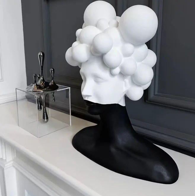 wholesale Sculptures Home Living Room decoration Decor Simple Abstract Black and White Tone Lady bust Figure Sculpture statue