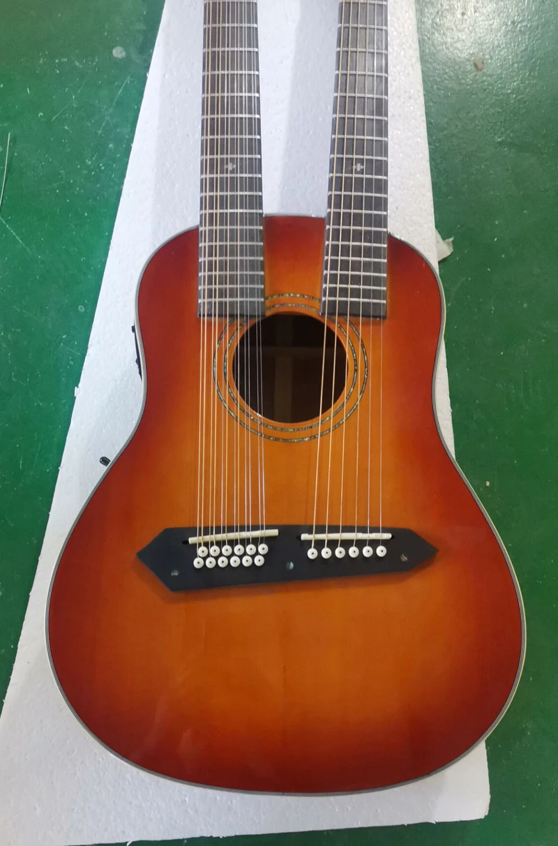 Double Neck 12+6 strings string Electric Acoustic Guitar with EQ