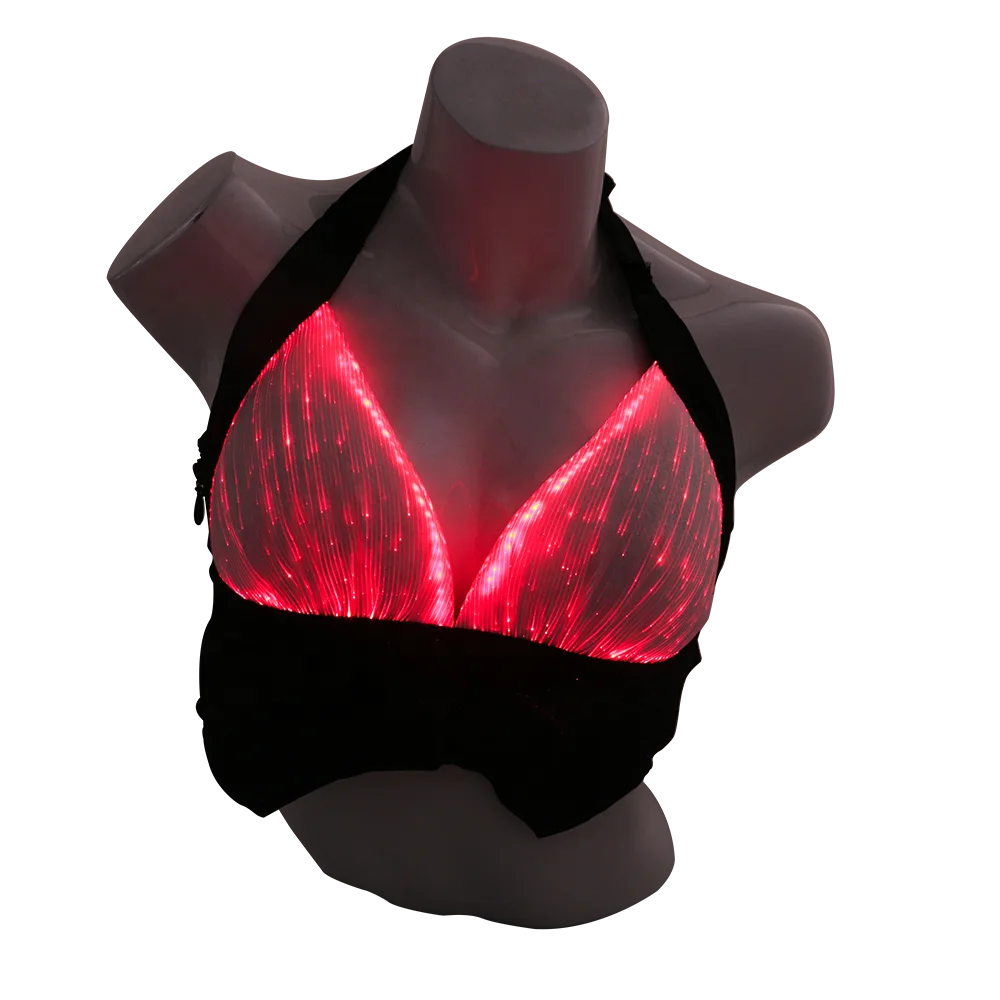 New design optic fiber fashion light lace sexy ladies underwear bra new designs led light rave bra