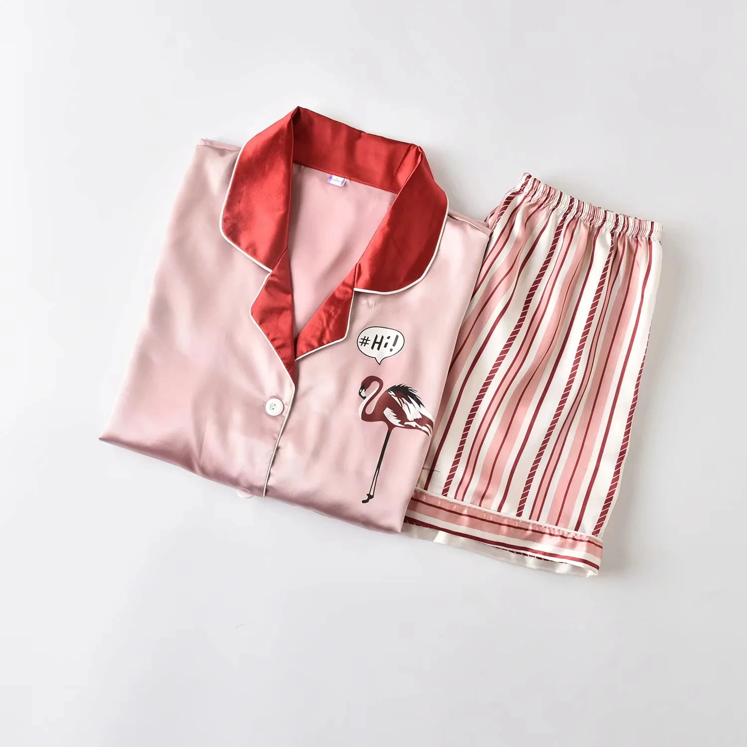  Soft luxury short sleepwear cute printed plus size pajamas summer satin pajama sets for