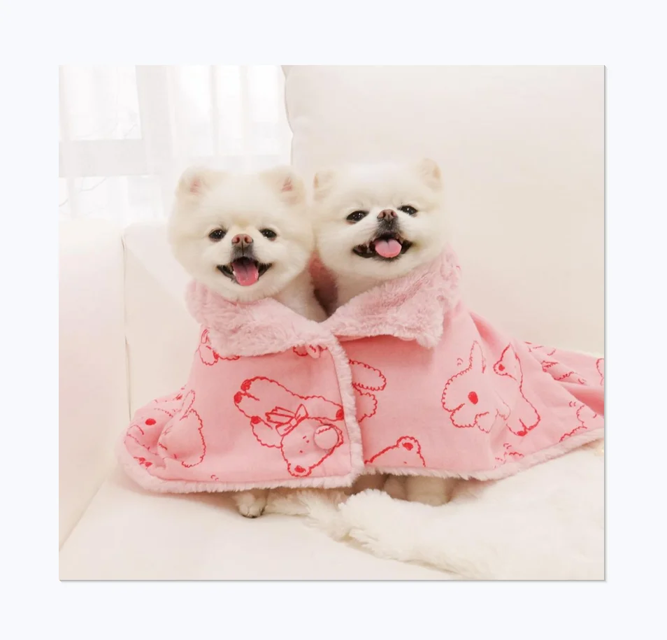 Korea Japan Popular Winter Pink Warm Dog Cloak Cover Blanket Pet Sleeping Bag