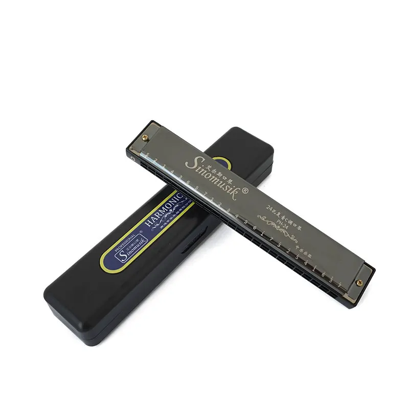 Musical Instruments Wholesale Price Black Color C Tone 24 Holes Chromatic Harmonica