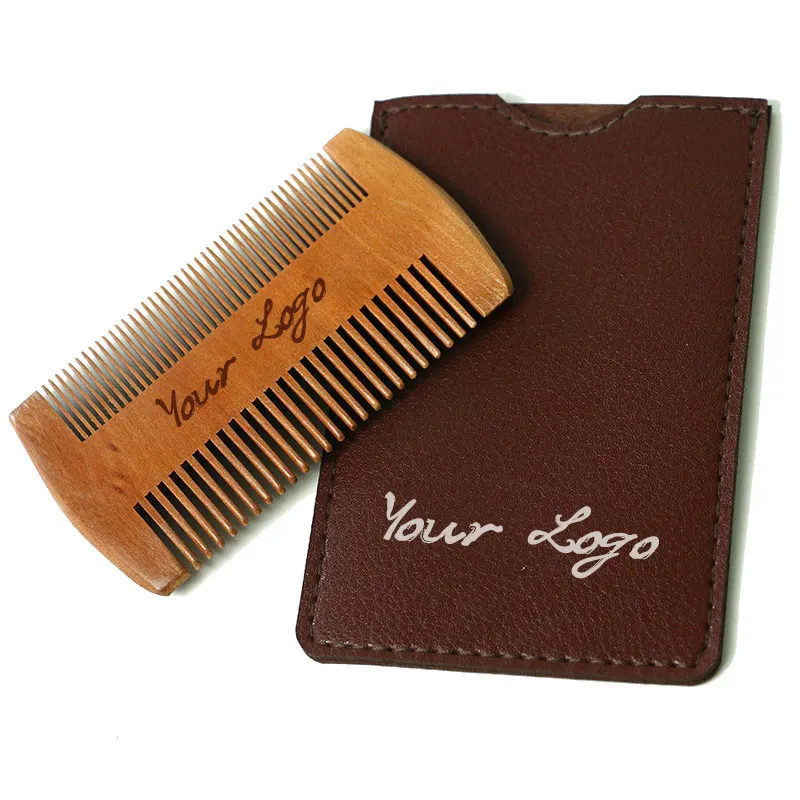 men green black neem sandalwood pocket wooden comb beard & mustache hair comb custom logo wood set