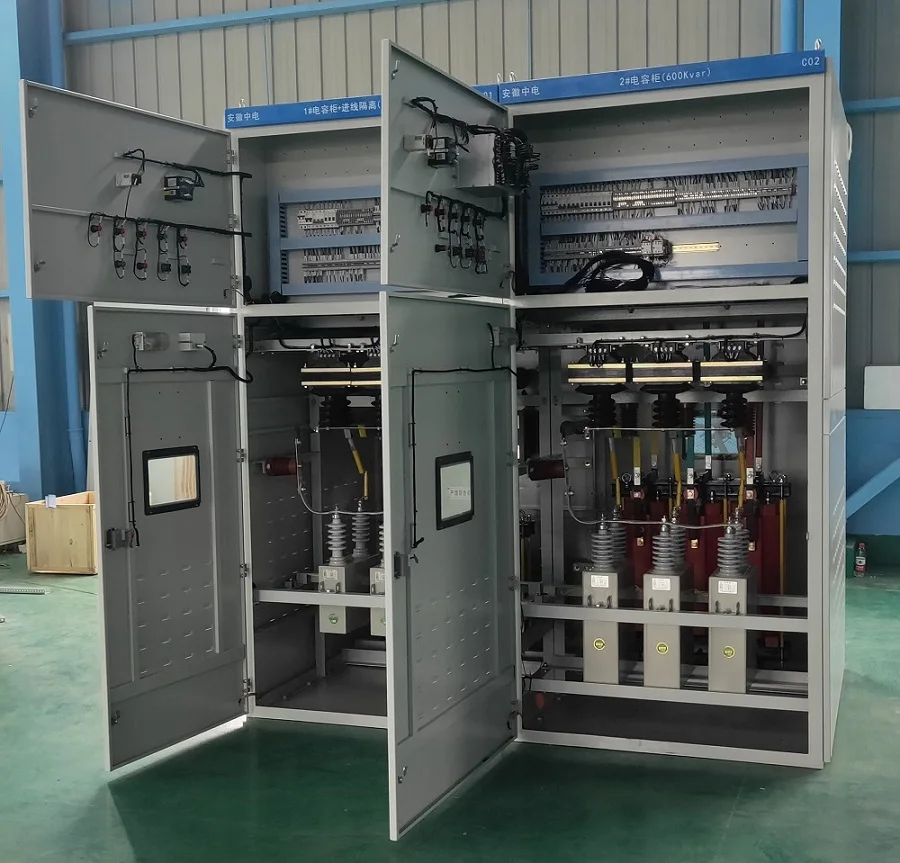 High voltage metal enclosed capacitor systems and harmonic filter reactors