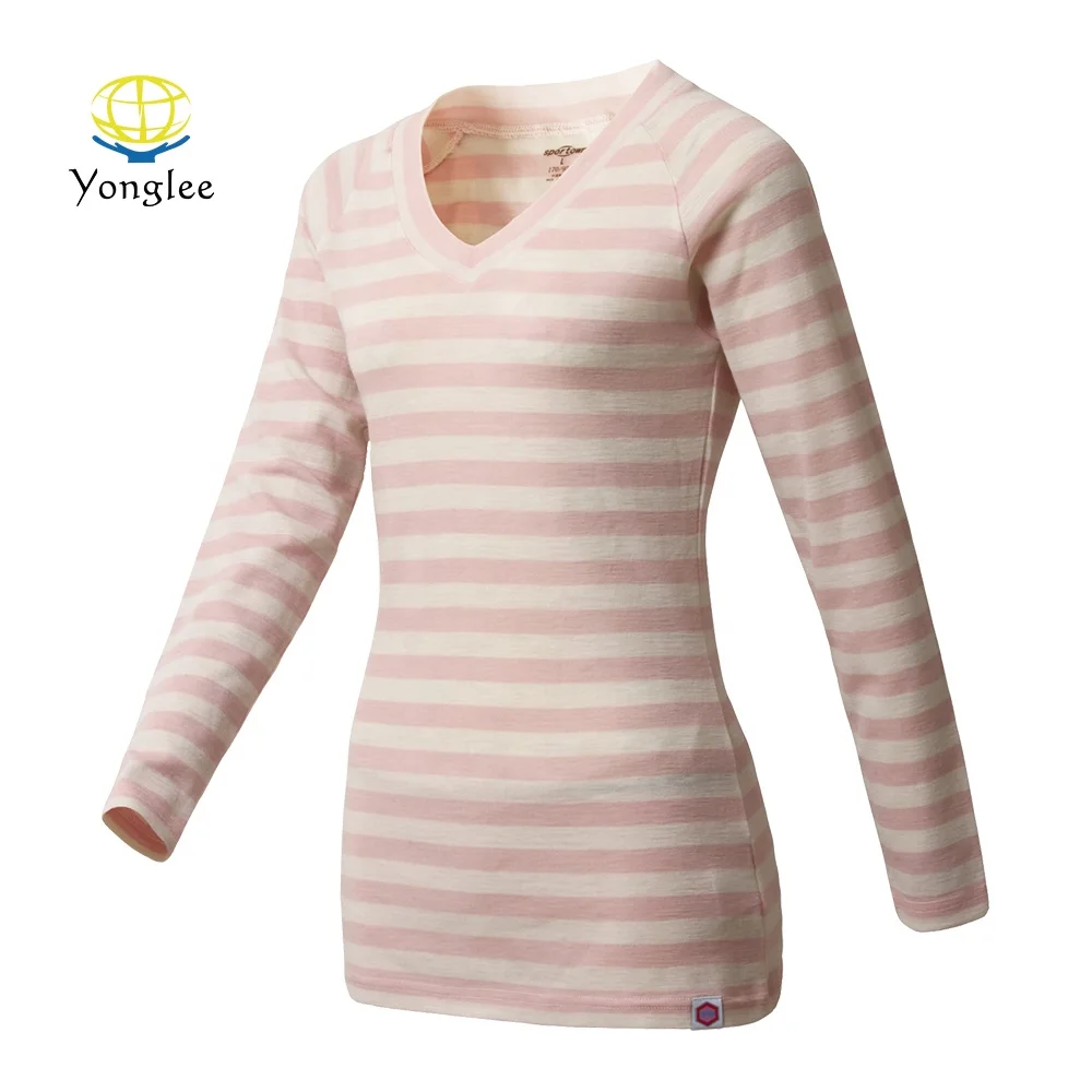 
Super Soft Anti-bacterial Striped Women Merino Wool Base Layer 