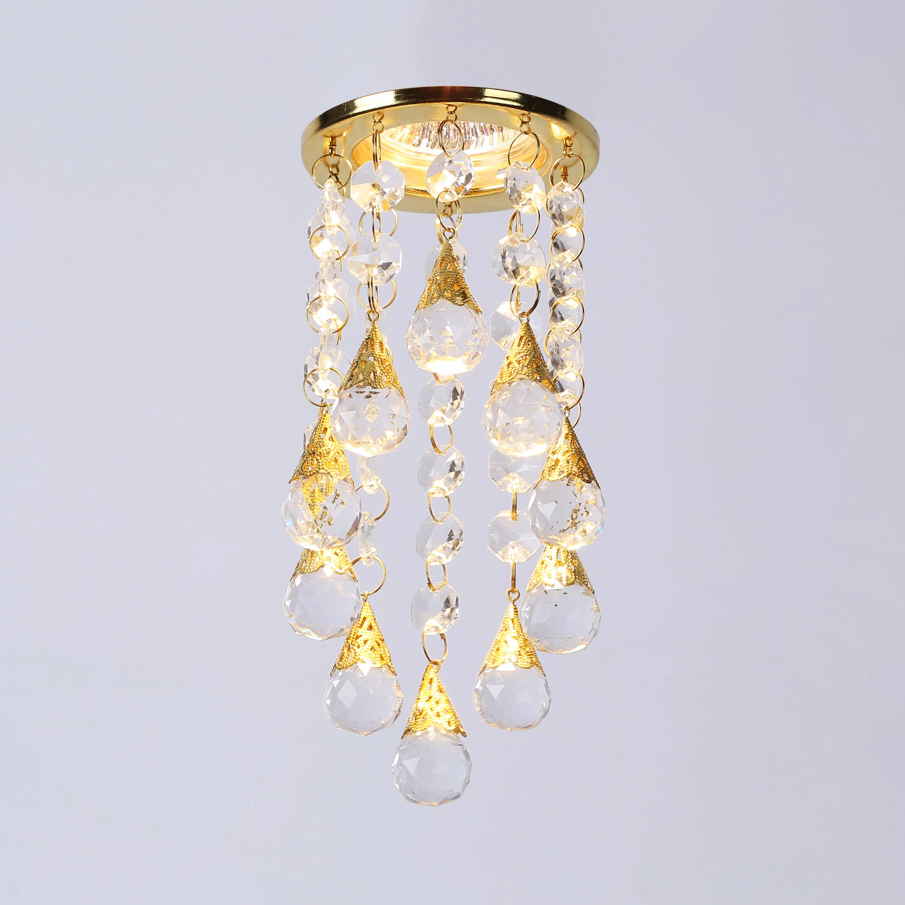 Mini crystal ceiling lights beads connected lamp GU10/MR16 recessed spot light