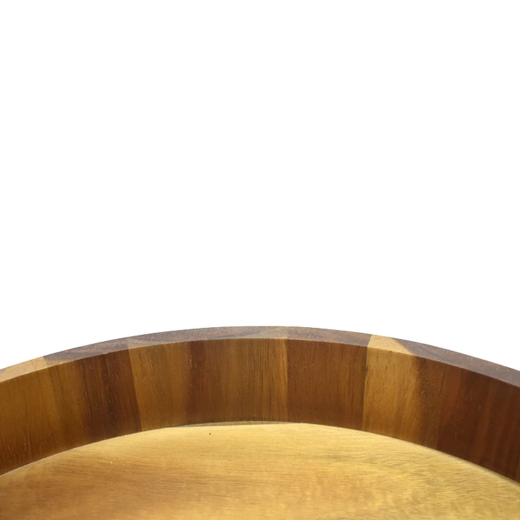 High Grade Practical Round TWO Handle Decor Storage Soild Fruit Food Wooden Serving Trays