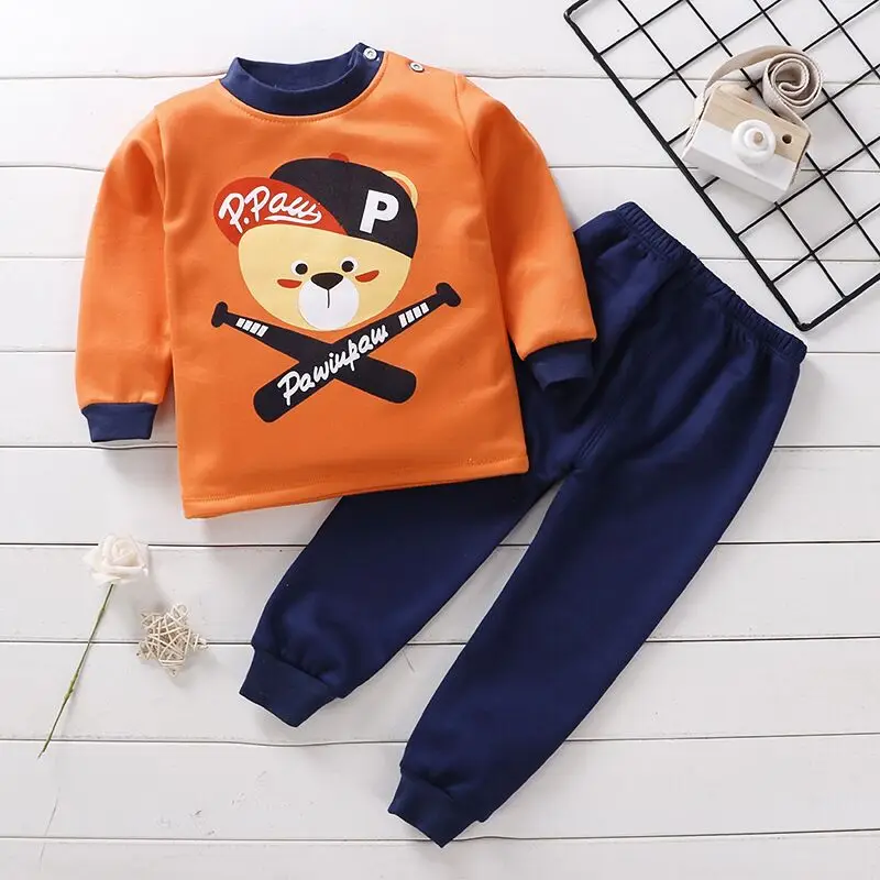 Children Thermal Underwear with Velvet Padded for Boys and Girls Winter Thicken Clothes