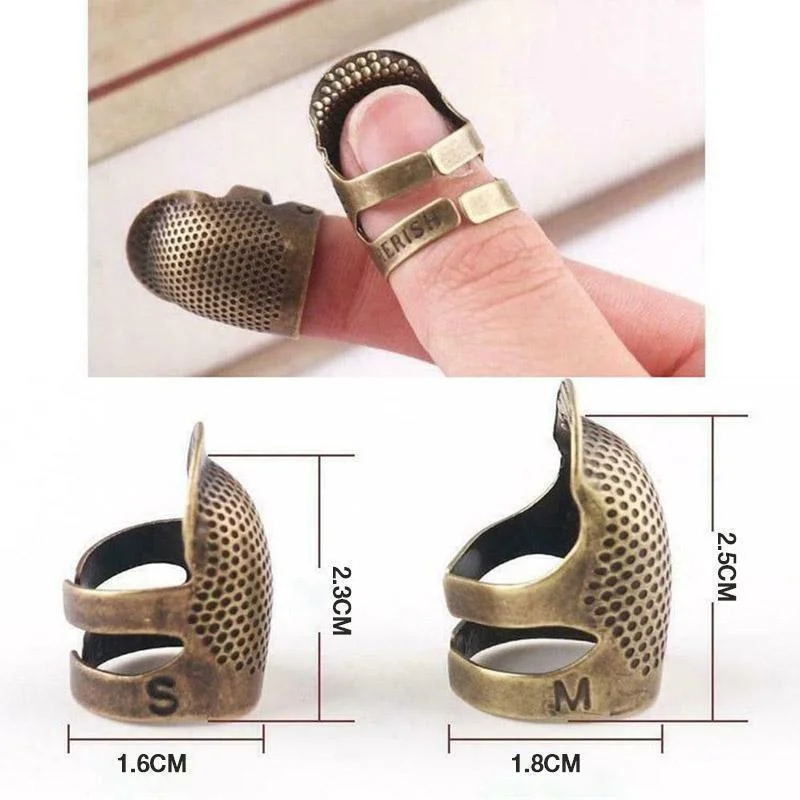 HelloWorld Household Handmade Diy Sewing Metal Bronze Adjustable Adjustment Thimble For Protect Finger
