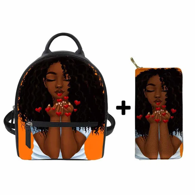 Women PU Leather Backpack College Rucksack Mini Backpack Travel Bag Afro Black Girls Teenager Rucksack Sac A Dos 2019