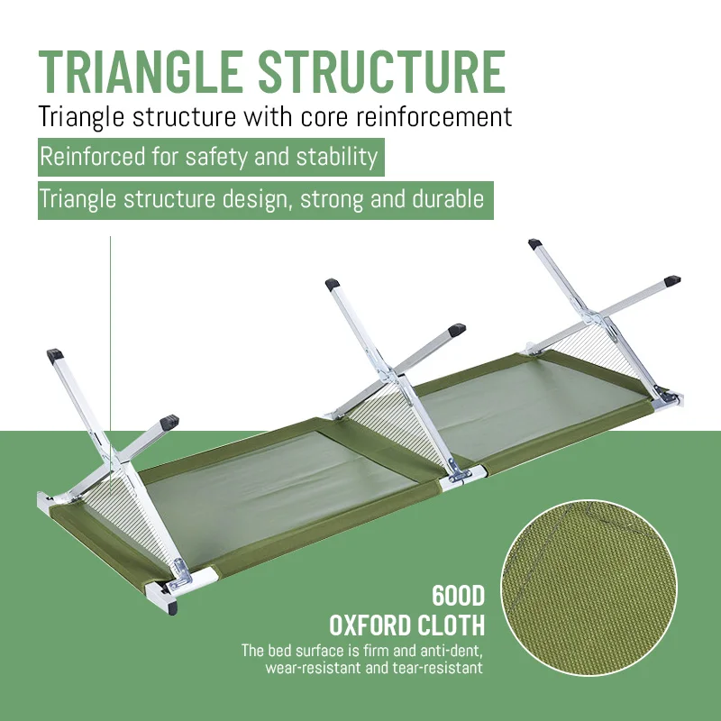 modern camping bed fold camping portable single simple stainless steel comfortable folding bed wholesale
