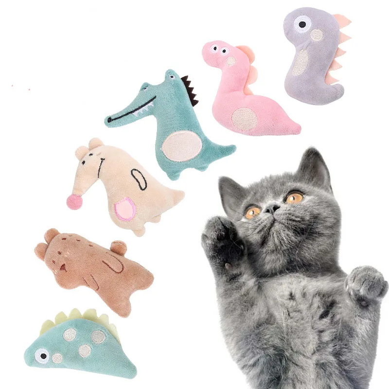Catnip Toys for Cats Cute Dinosaurs Shape Design Chew Plush Stuffed Interactive Cat Toys Custom Pet Toy