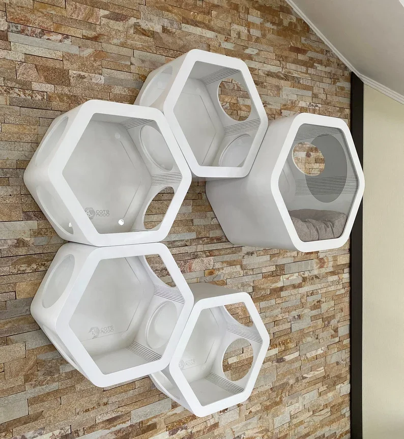 Designer Wooden House Indoor Pet Furniture Cat Climbing Shelf Wood Shelves Wall Cat Toy Cat Tree