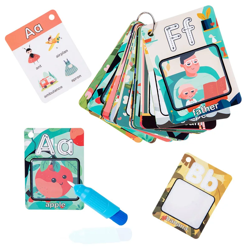 ULi Educational Child Alphabet Letter Learning Game Reusable Two Sided Magical Water Painting Card Toy For Kids boys girls